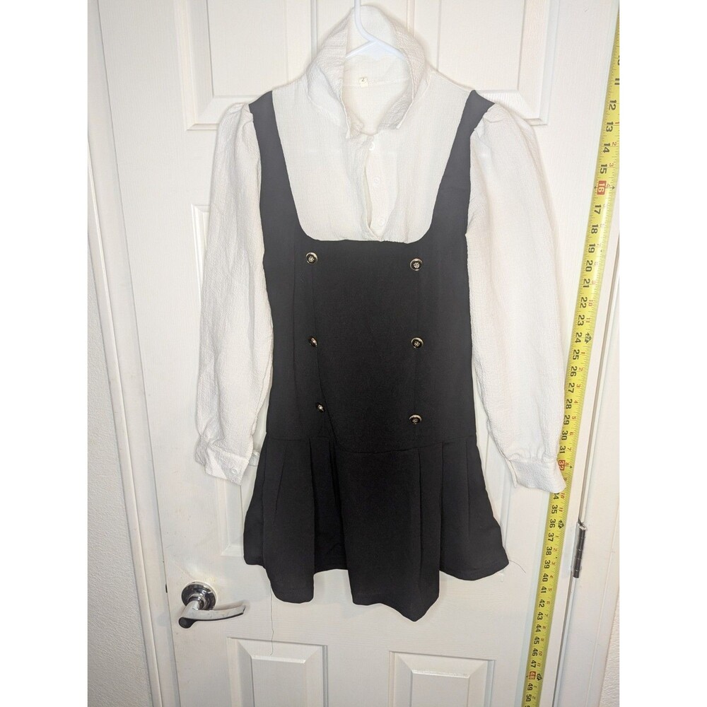 Women's Size 2 - Black Dress with Built In White Blouse